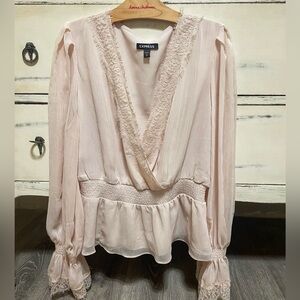 Sale! Express Women's Blush Lace Detail Blouse